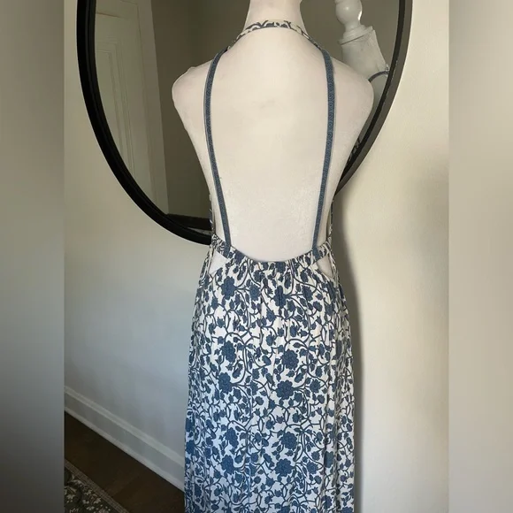 Aakaa Blue and White Striped Maxi Dress - Picture 7 of 9